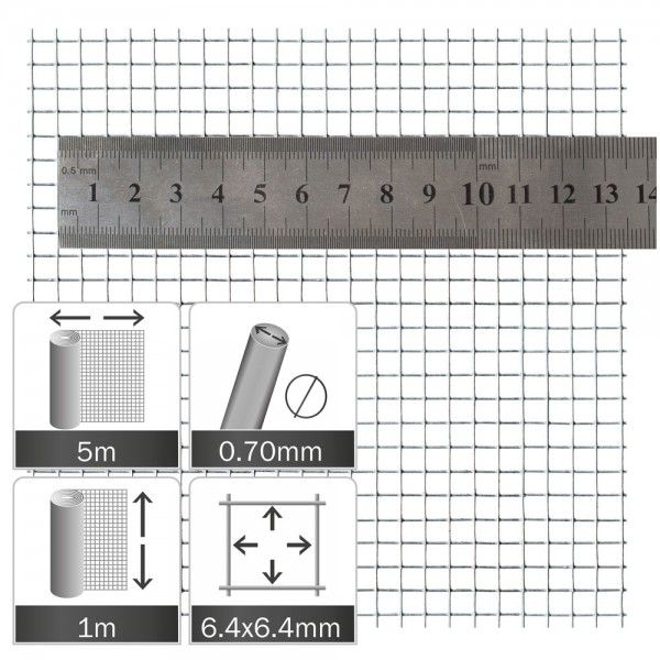 Maschendraht verzinkt (6,4 x 6,4 x 0,70mm)