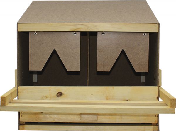 Legenest aus Holz mit 2 Legebuchten OBERTEIL - groß für große Hühnerrassen