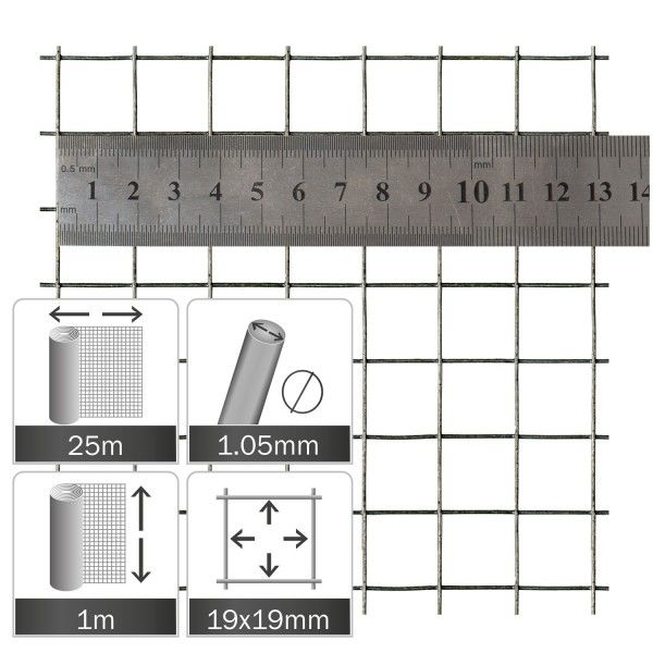 Maschendraht verzinkt (19 x 19 x 1,05mm)