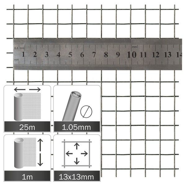 Maschendraht verzinkt (13 x 13 x 1,05mm)
